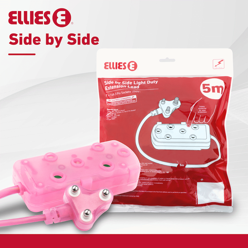 Ellies Side by Side Light Duty Extension Lead-5M - PK
