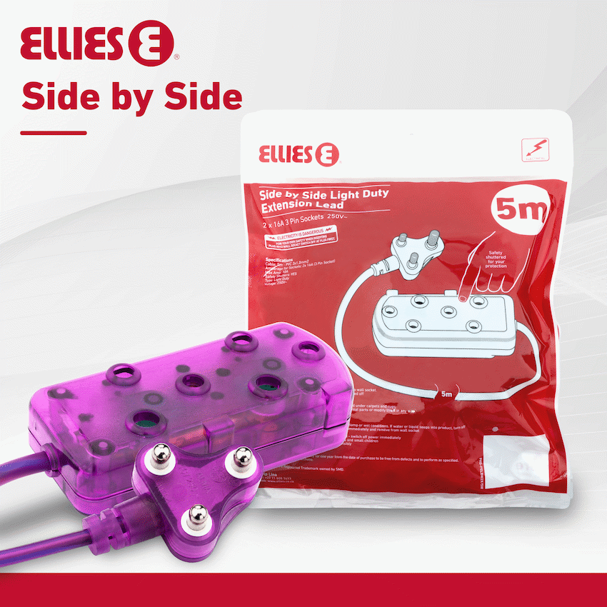 Ellies Side by Side Light Duty Extension Lead-5M - PR