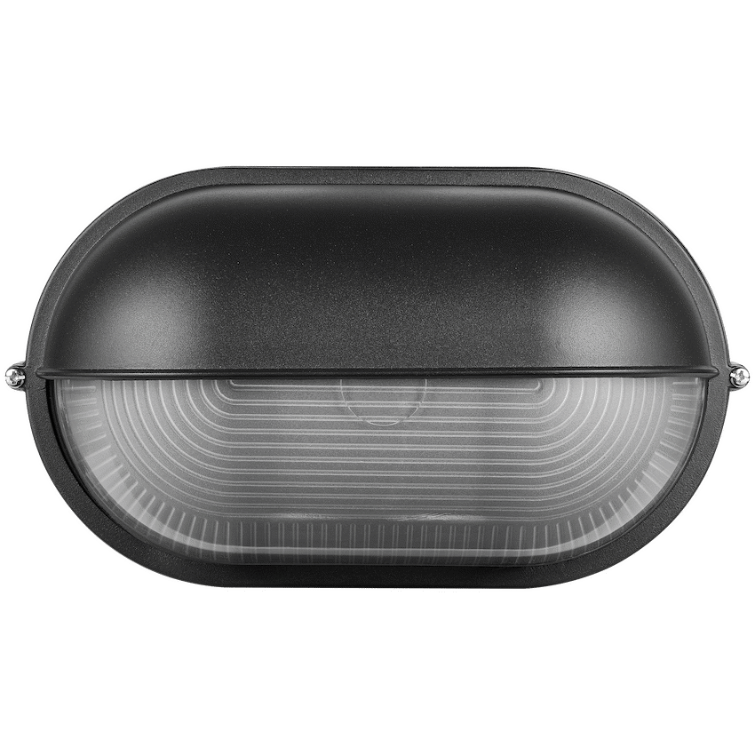Ellies Arc Series - Large AC Oval Bulkheads - Aluminium + Glass - E27 Base -BK