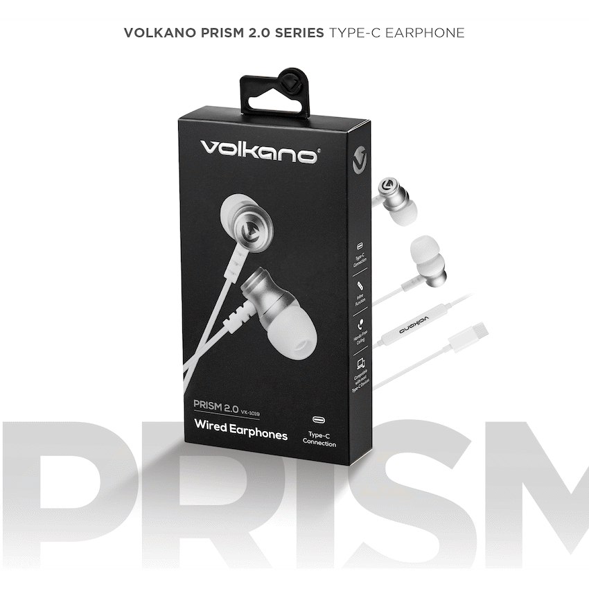 Volkano Prism 2.0 Series Type-C Earphone - White