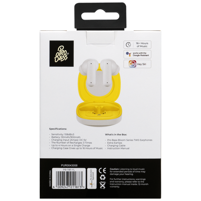 Pro Bass Bloom Series TWS Earphones - Yellow