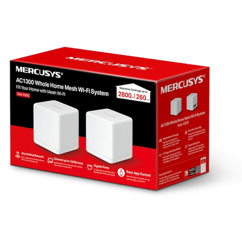 TP-Link Mercusys Halo H30G (2-Pack) AC1300 Whole Home Mesh Wi-Fi System