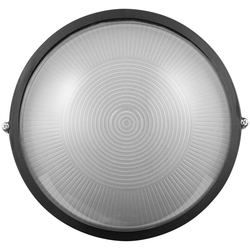 Ellies Illume Series - Large AC Round Bulkhead - Aluminium + Glass - E27 Base -BK