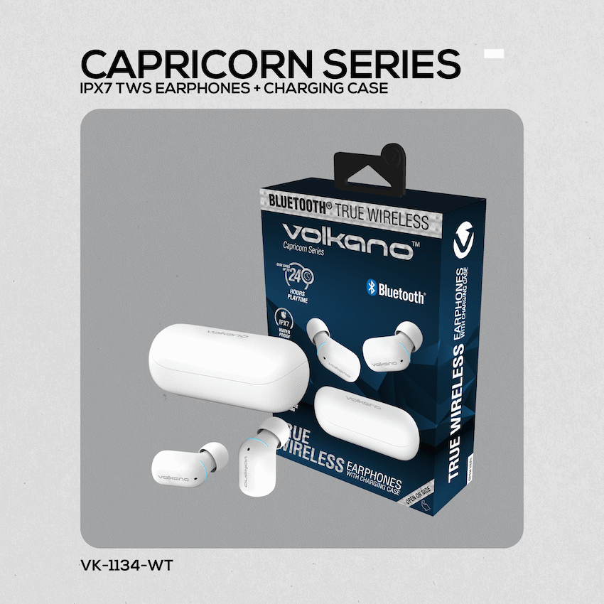 Volkano Capricorn Series IPX7 TWS Earphones with Charging Case