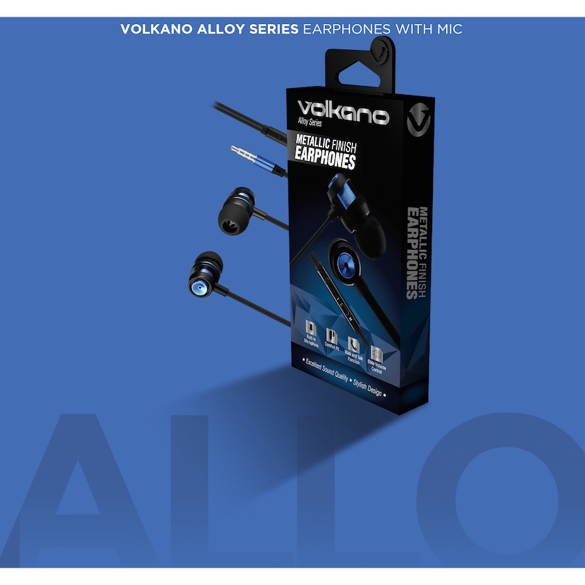 Volkano Alloy Series Metal Earphone - Blue