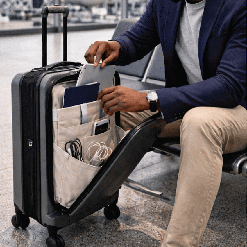 Expandable PP 55cm Carry On Luggage - Dark Grey