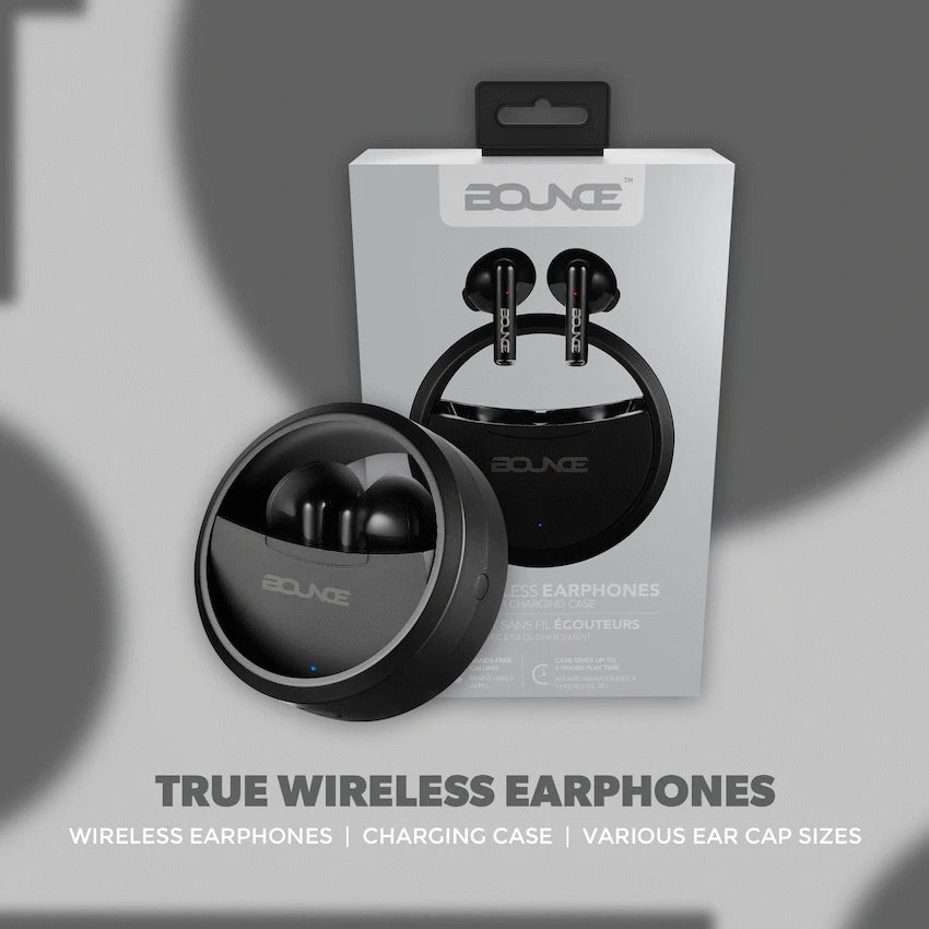Bounce Proton Series True Wireless Earphones with Charging Case - Black