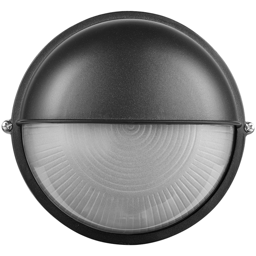 Ellies Arc Series - Large AC Round Bulkhead - Aluminium + Glass - E27 Base -BK