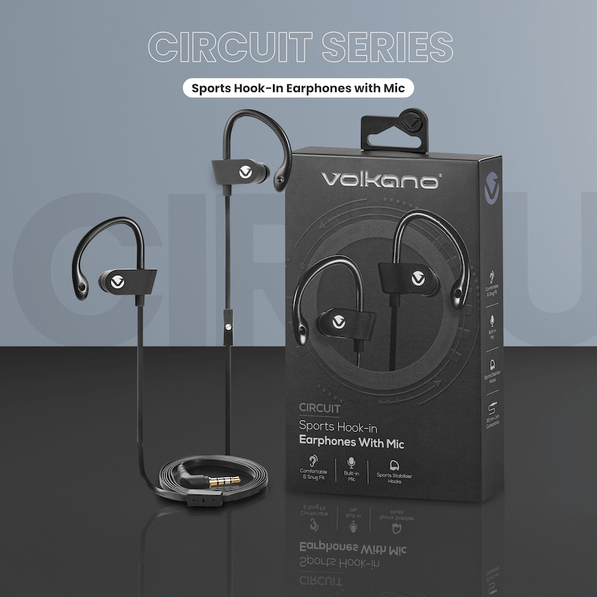 Volkano Circuit Series Sports Hook-In Earphones with Mic