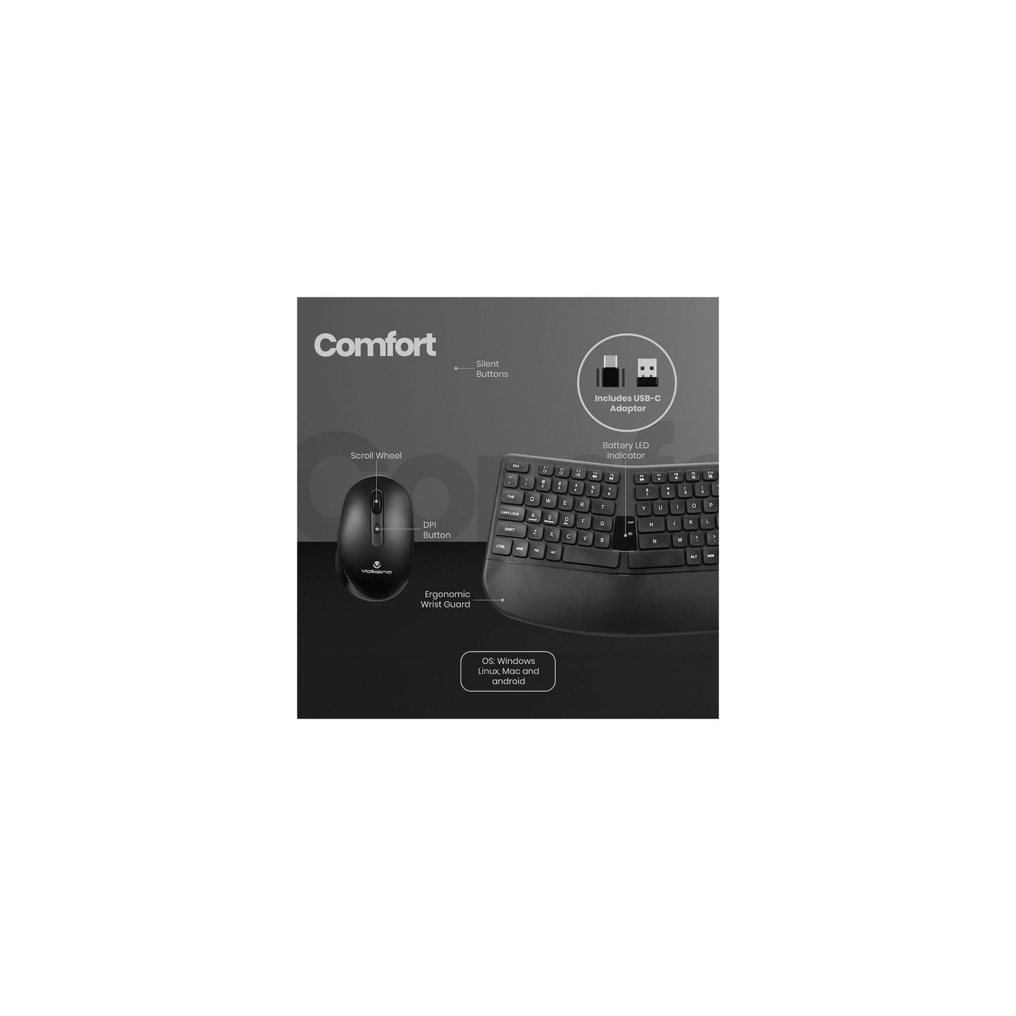 Volkano Vulcan Series Bluetooth Wireless Keyboard And Mouse - Everyday Elektronics South Africa