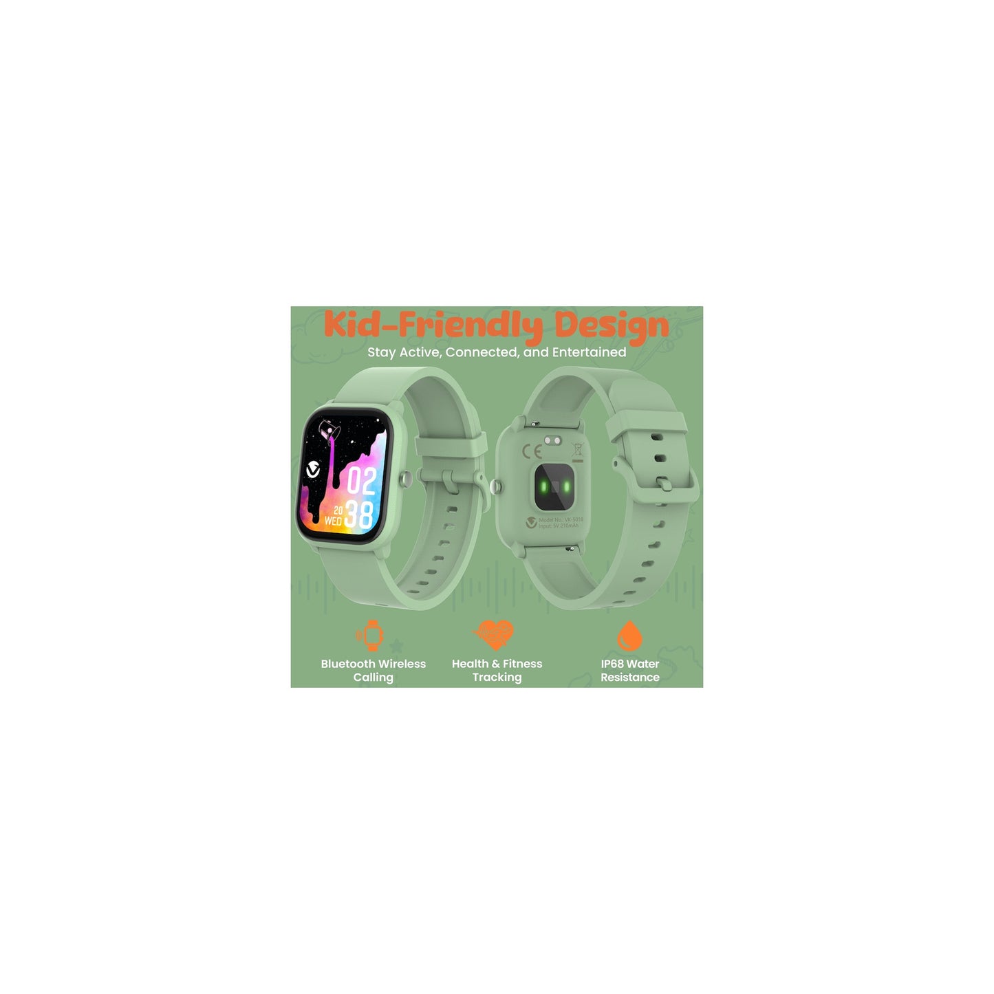 Volkano Vivo Series Kids Smart Watch Sage Green - Everyday Elektronics South Africa