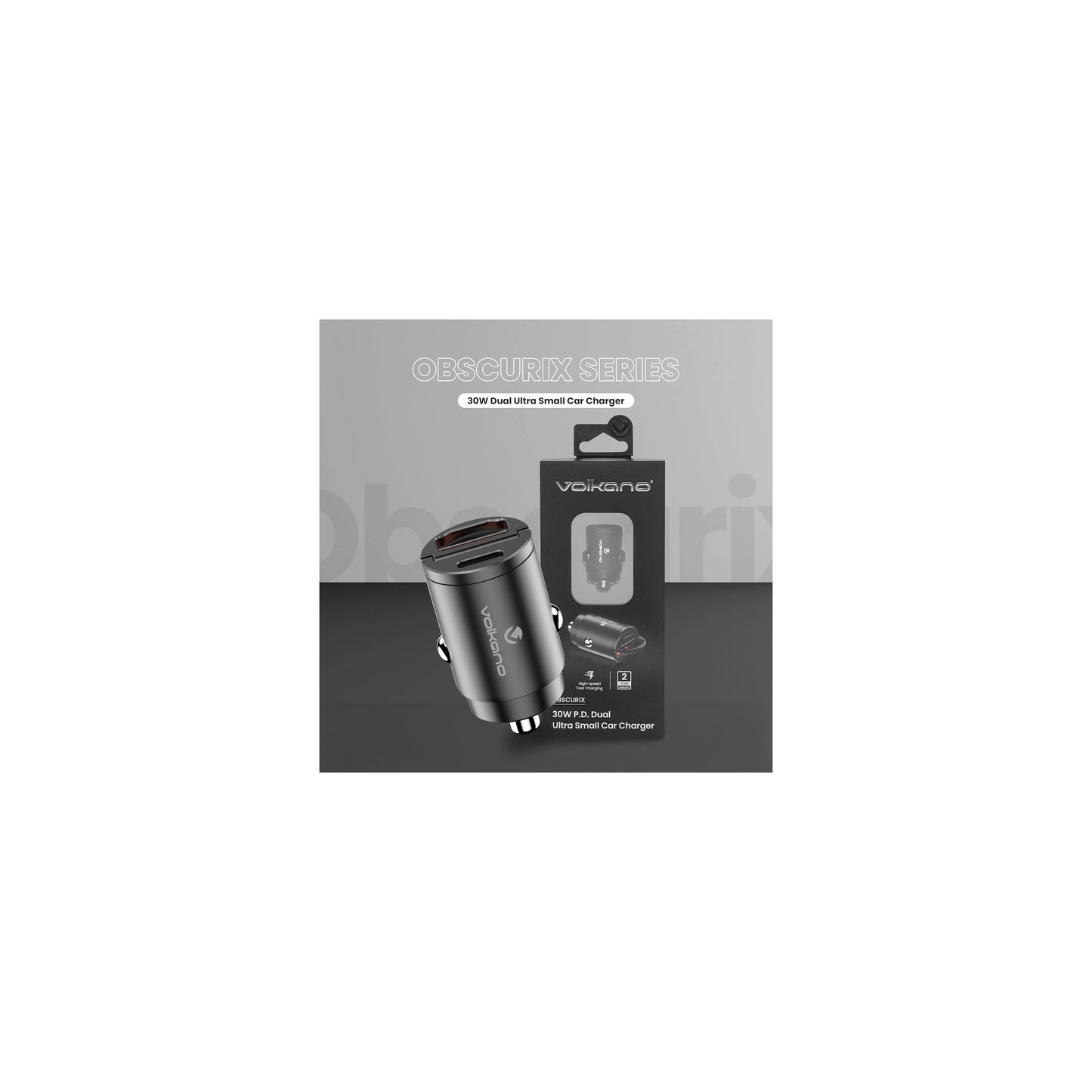 Volkano Obscurix Series 30W Pd Dual Usb A And Usb C Ultra Small Car Charger - Everyday Elektronics South Africa