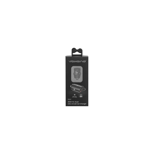 VOLKANO VEILIX SERIES 45W PD DUAL USB A AND USB C ULTRA SMALL CAR CHARGER BLACK
