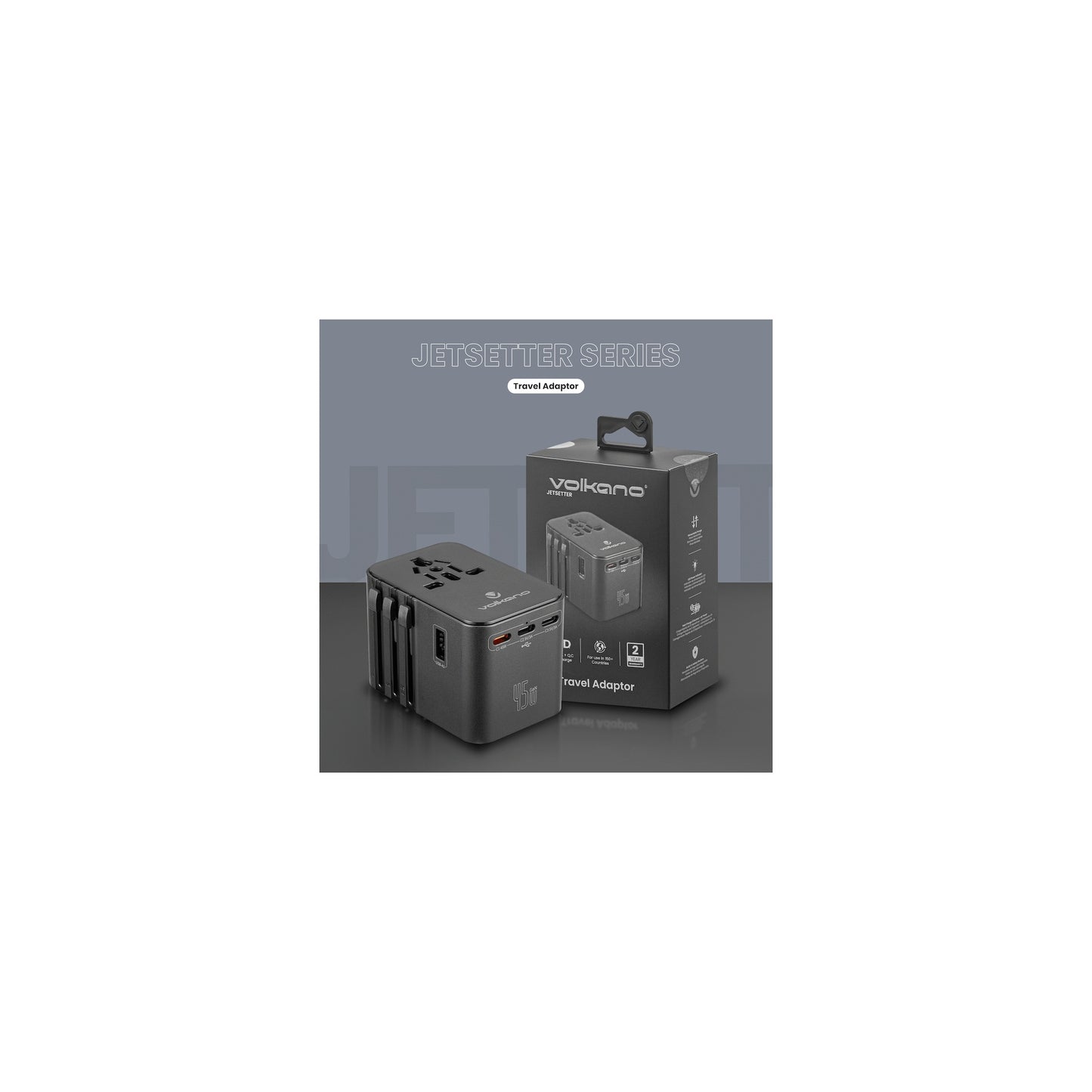 VOLKANO JETSETTER SERIES 45W PD TRAVEL ADAPTOR