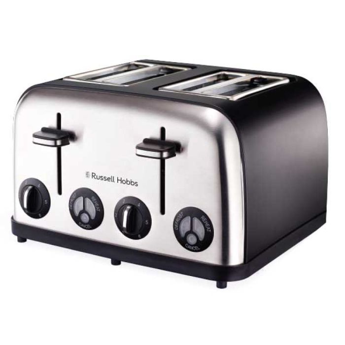 13976 Russell Hobbs Matt Black 4 Slice Toaster 1750W - Everyday Elektronics South Africa