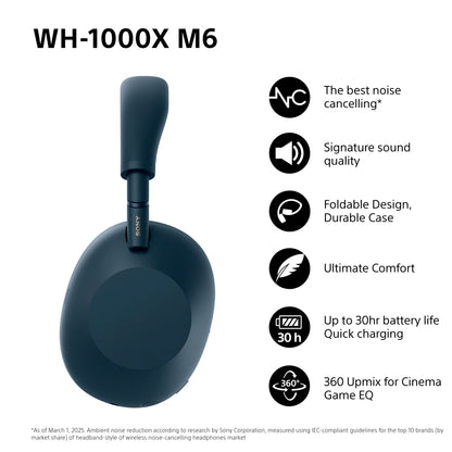 Sony WH1000XM6 (Blue) Noise Cancelling Bluetooth Headphones