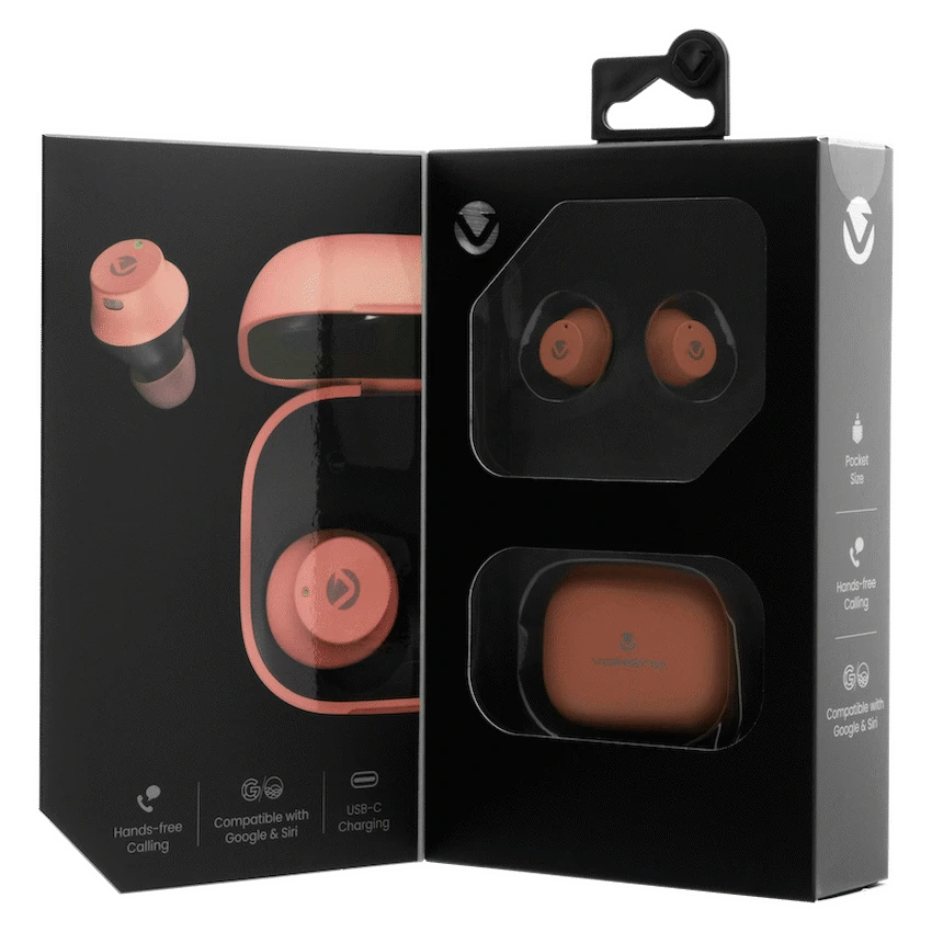 Volkano Taurus Series 2.0 True Wireless Earphones with Charging Case - Pink