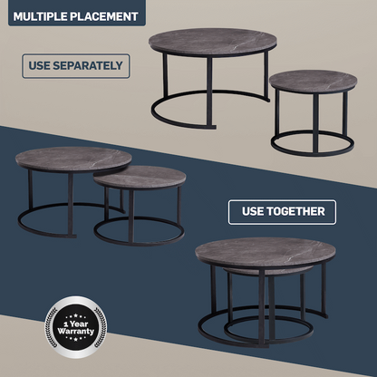 Everfurn Indus Nesting Coffee Table Marble Grey 2 - Piece