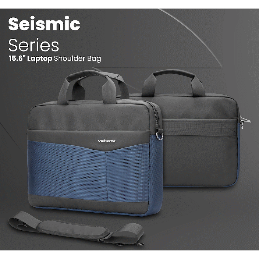 Volkano Seismic 15.6" Laptop Shoulder Bag Blk/Nvy