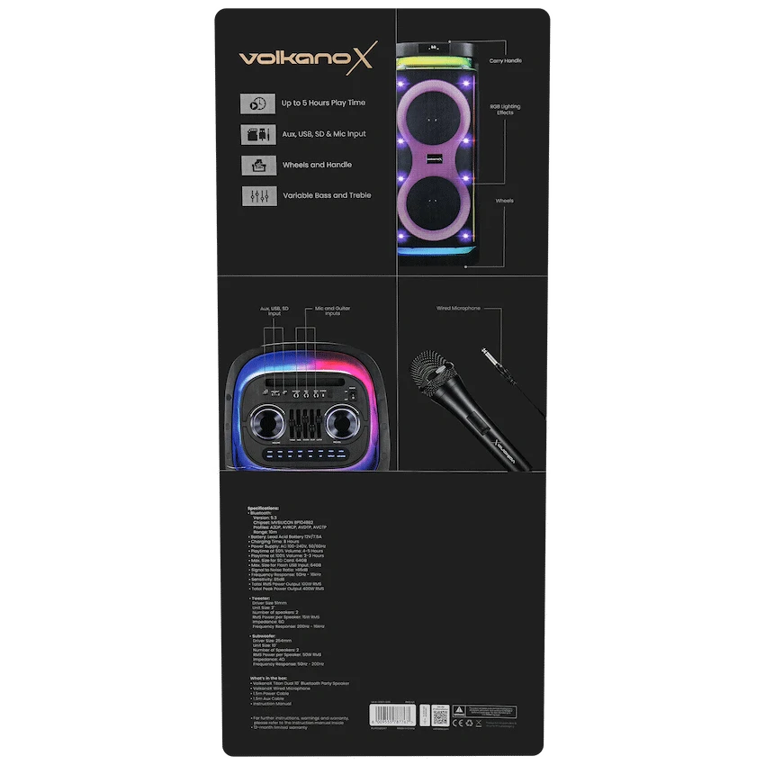 Volkano X Titan Series Dual 10" Party Speaker