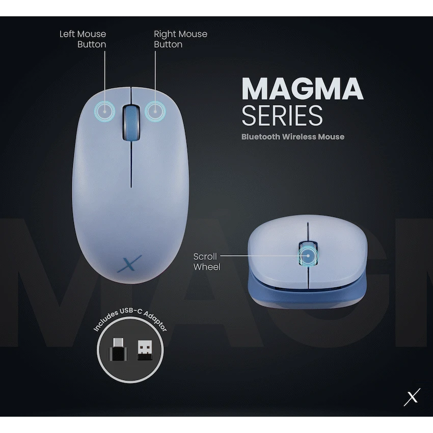 VolkanoX Magma Bluetooth Wireless Mouse - Blue Grey