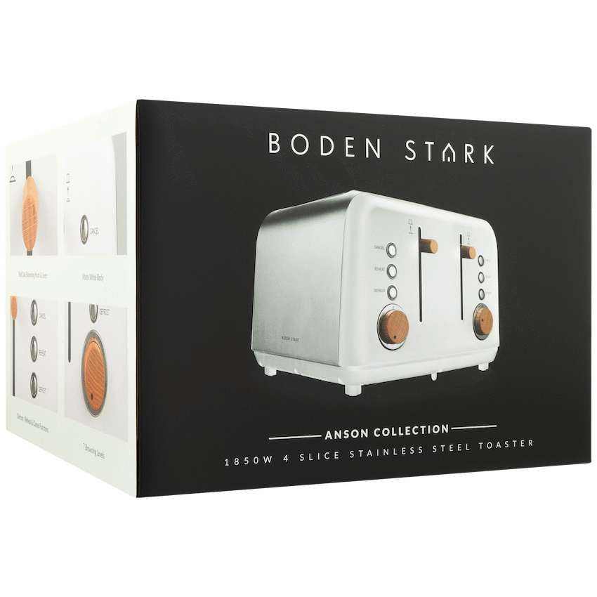 Boden Stark Anson Collection 4 Slice SS Toaster White