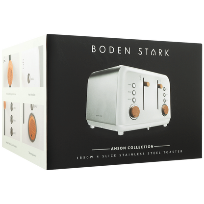 Boden Stark Anson Collection 4 Slice SS Toaster White