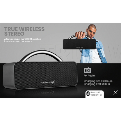 VolkanoX VXS200 Portable Bluetooth Speaker - Black