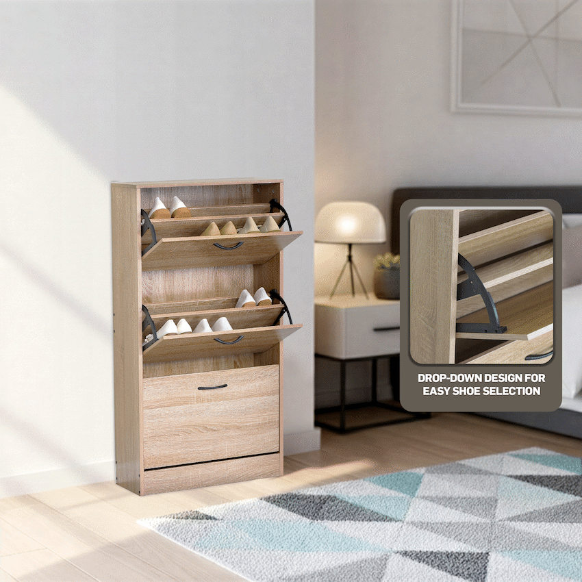 Everfurn Tamar Shoe Cabinet - Small - Oak