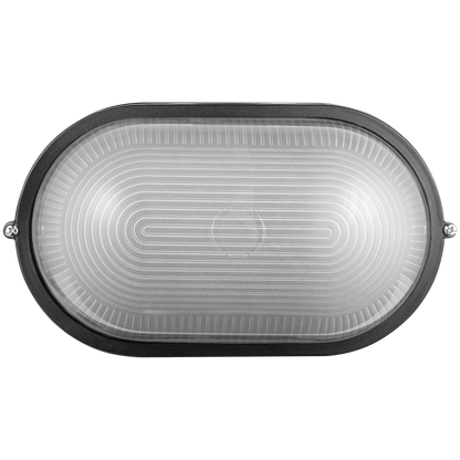 Ellies Illume Series - AC Oval Bulkhead - Aluminium + Glass - E27 Base - BK