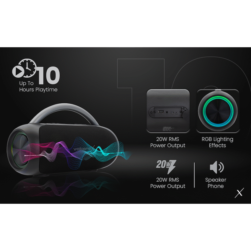 VolkanoX VXS300 Portable Bluetooth Speaker - Black