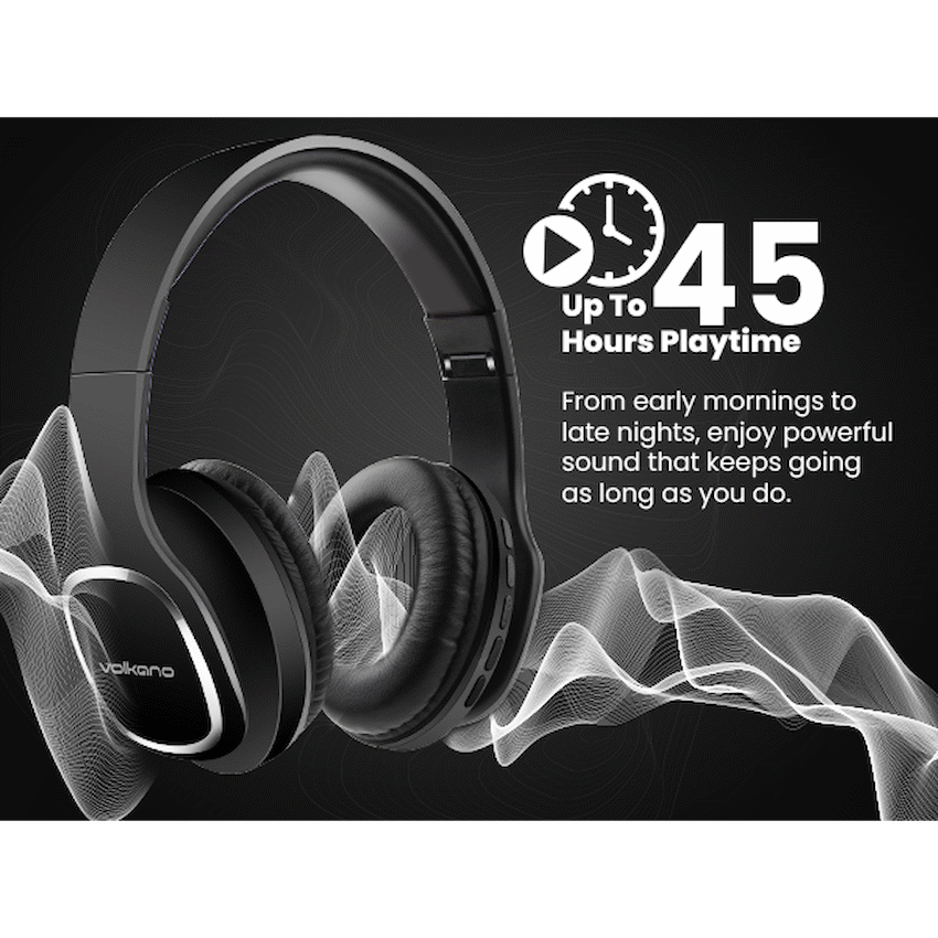 Volkano Phonic Series Bluetooth Full Size Headphones - Black