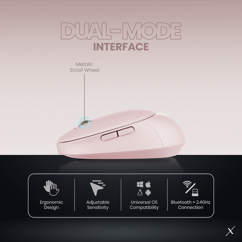 VolkanoX Crater Bluetooth Wireless Mouse - Rose