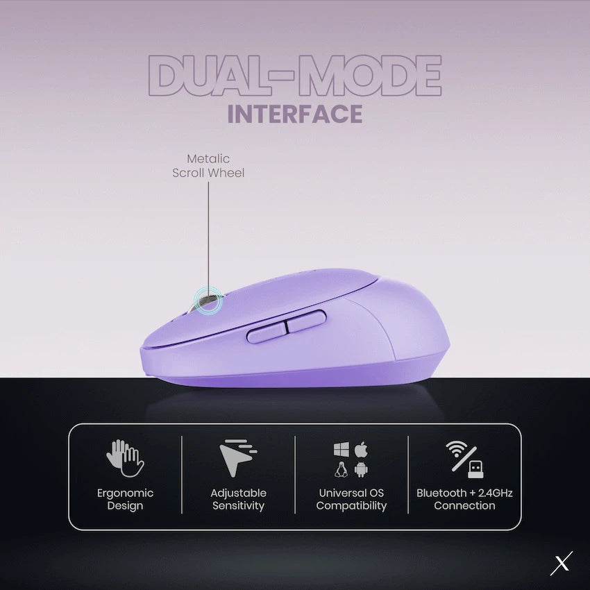 VolkanoX Crater Bluetooth Wireless Mouse - Purple