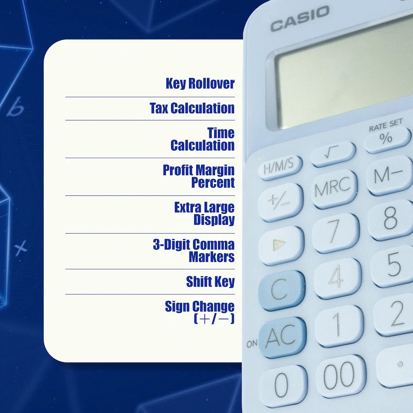 Casio MS-20UC - Desktop Calculator 12-Digit - Light Blue
