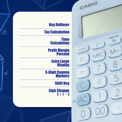 Casio MS-20UC - Desktop Calculator 12-Digit - Light Blue