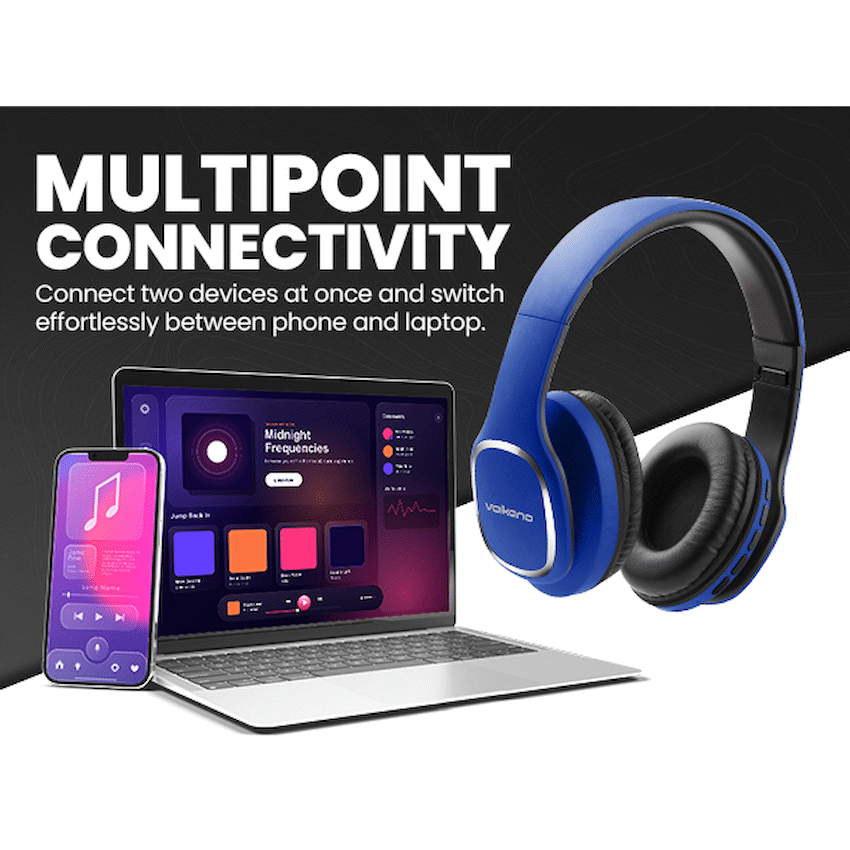 Volkano Phonic Series Bluetooth Full Size Headphones - Blue