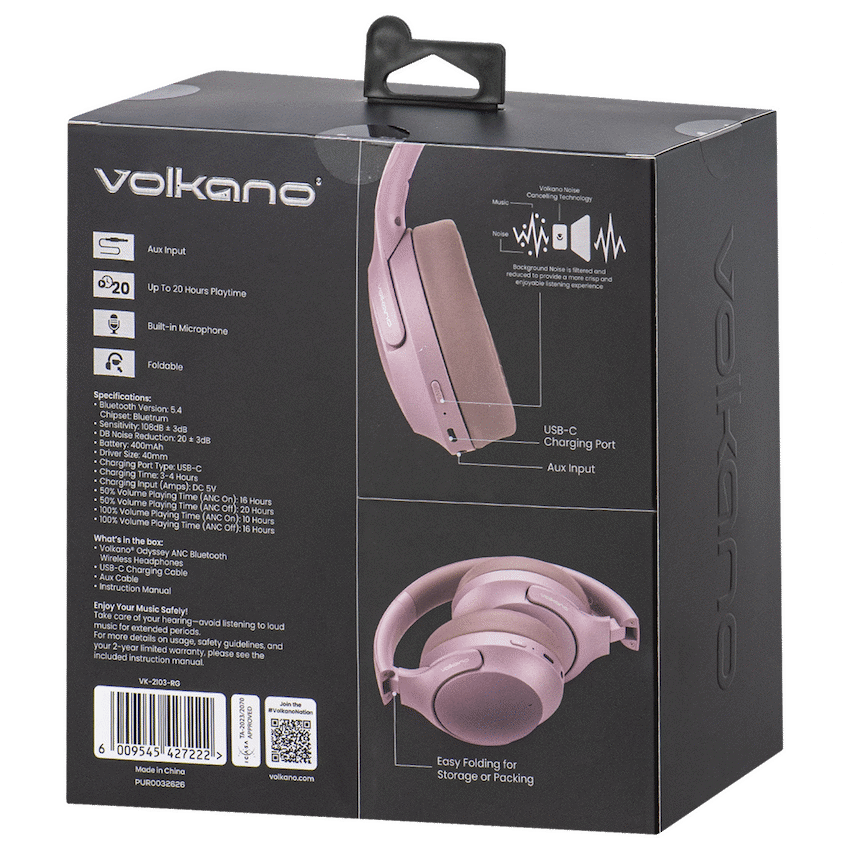 Volkano Odyssey ANC Bluetooth Wireless Headphone - Rose Gold