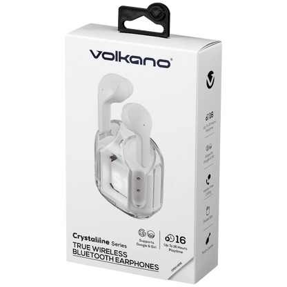 Volkano Crystalline Series TWS Earphone - White - Hardbox