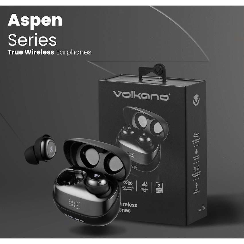 Volkano Aspen True Wireless Earphones - Black