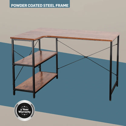 Everfurn Anthony L-Shaped Corner Work Desk - Steel Frame