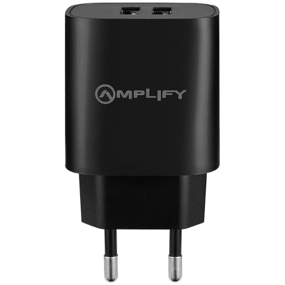Amplify Dual USB A Wall Charger with USB A to Micro USB - Black