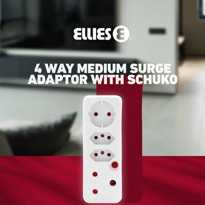 Ellies 4-Way Surge Adaptor with Schuko - WT