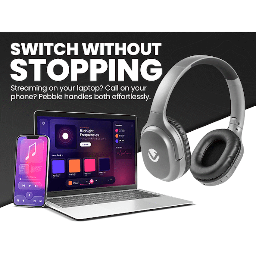 Volkano Pebble Series Bluetooth Headphones - Dark Grey