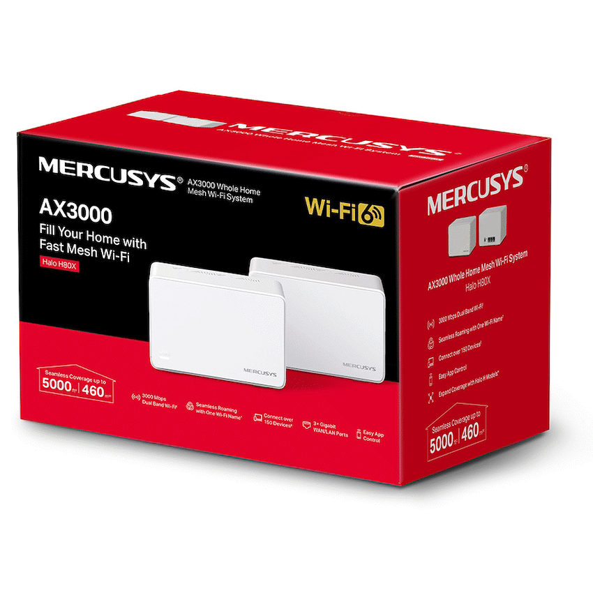 TP-Link Mercusys Halo H80X (2-Pack) AX3000 Wi-Fi 6 Mesh System
