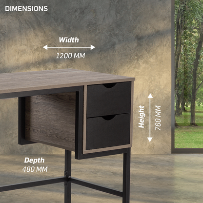 Everfurn Rampart Office Desk with Two Drawers, Powder-Coated Steel, Adjustable Feet