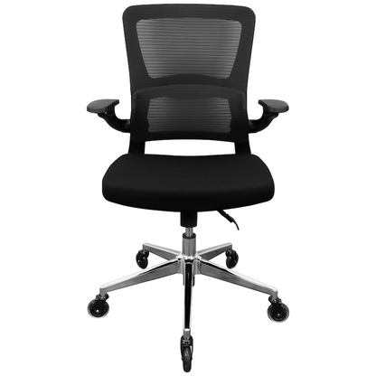 Everfurn Premium Dakota Mid Back Office Chair, Chromed Steel - Black