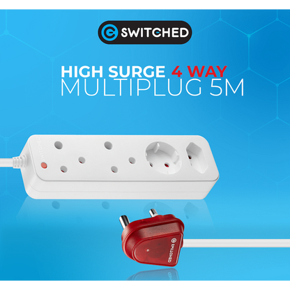 Switched High Surge 4-Way Multiplug 5m 1140J