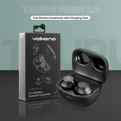 Volkano Taurus Series 2.0 True Wireless Earphones with Charging Case - Black