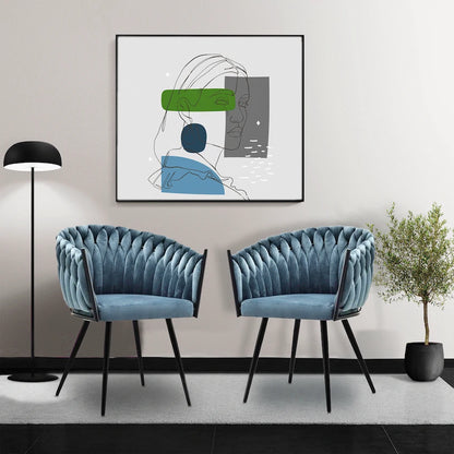 Everfurn Opulent Large Velvet Casual Chair Hazy Blue -2 Pack